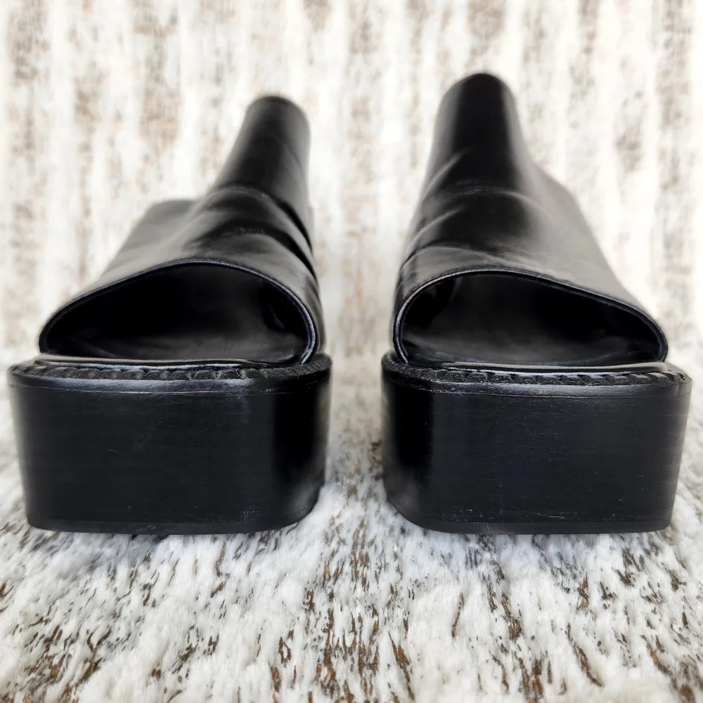 Jeffrey Campbell "Concert Platform Mule" Sandal Black Leather | Women's Size 10 - Picture 3 of 13